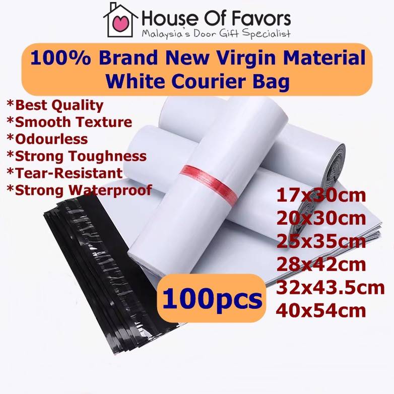 100pcs White Courier Bag (No Pocket) Premium Grade Beg Kurier Plastik