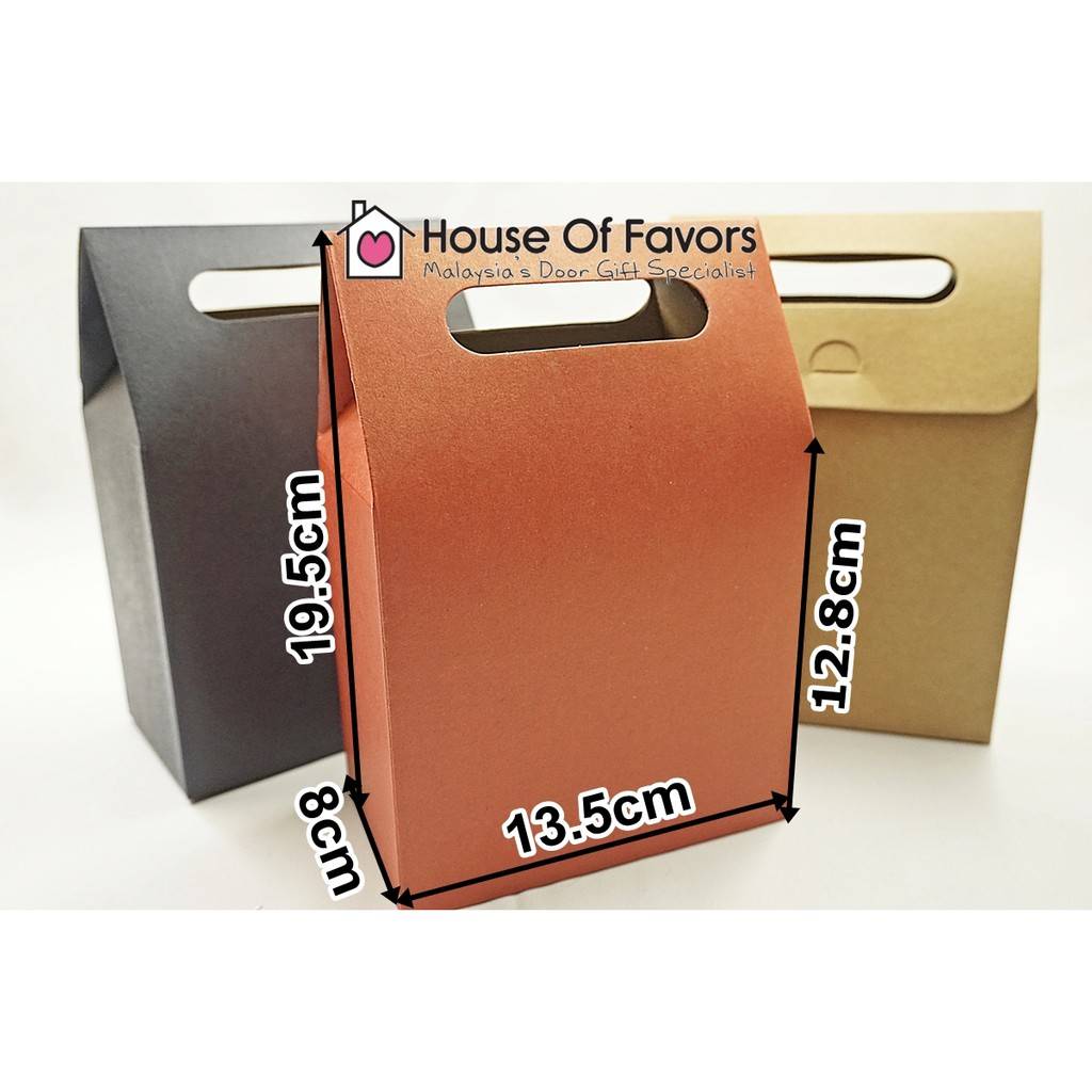 12pcs Milk Carton Kraft Box with Handle (Medium) Kotak Kahwin Biskut