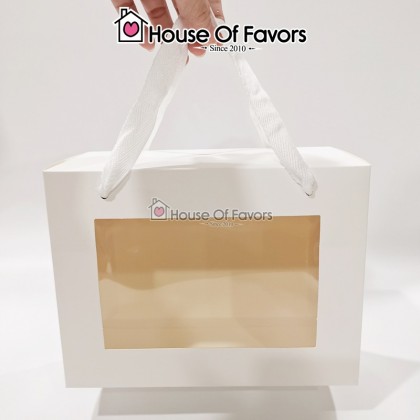 25pcs 20x15x10cm Gift Box With String & Window Gold Packaging Box Kotak Balang Biskut Kuih Cookies Raya Doorgift Kahwin