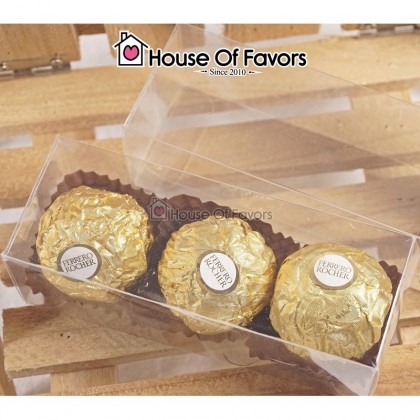 50pcs 10x3.7x3.5cm Clear PVC Box Ferrero Rocher Chocolate Gift Box Transparent Kotak Door Gift Kahwin Coklat Candy Gula