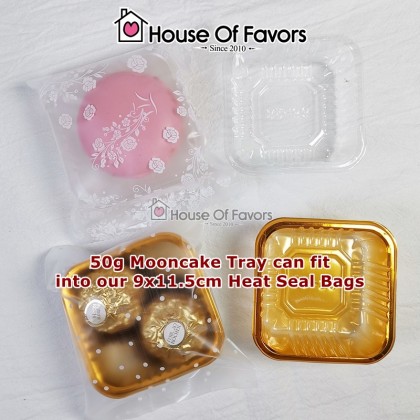 100pcs Plastic Mooncake Tray 50g 80g 100g Gold Color Transparent Pastry Dessert Macaron Moon Cake Packaging Box 月饼托 月饼盒