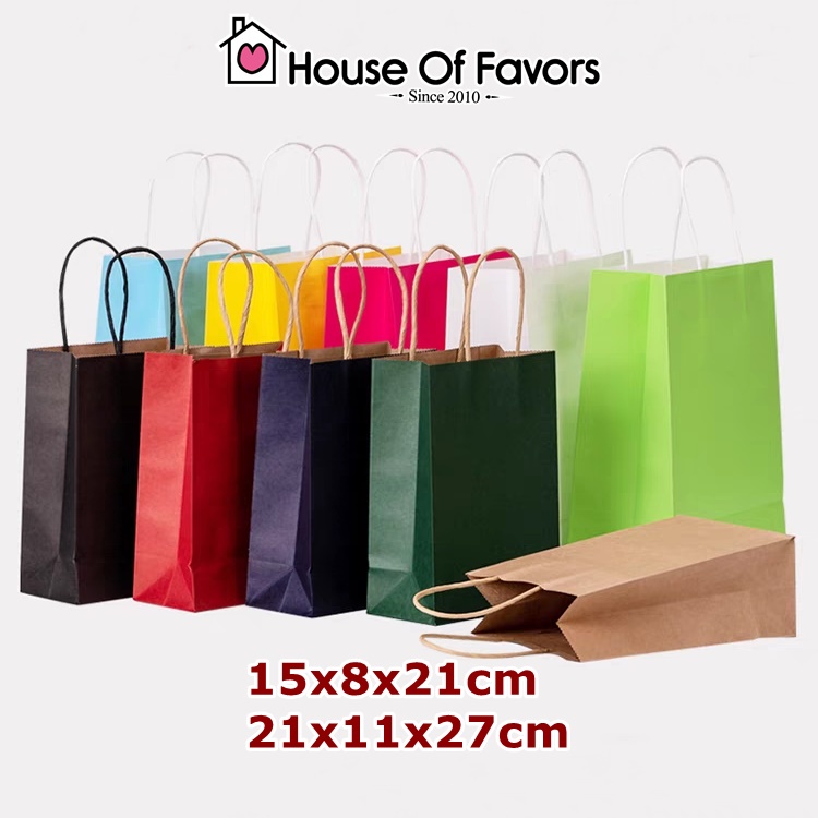 12pcs/set Kraft Paper Bag A5 A4 Size Twisted Handle Color Retail