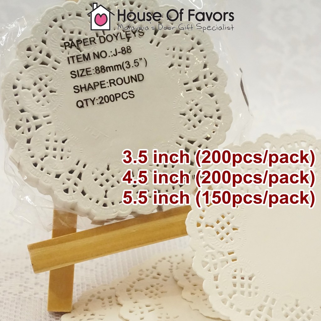White Doily Paper 3.5" 4.5" (200pcs), 5.5" (150pcs) Doiley Paper Round Lace Doilies Paper Putih